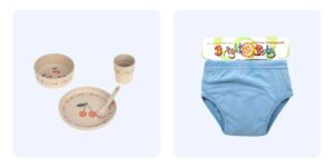 Barnservis och pottträningsbyxa